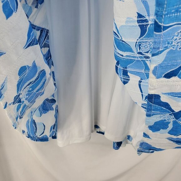 Clover And Sloane Women's Blue Fit & Flare Dress Floral Ruffle Size L (C-7) - Picture 7 of 13